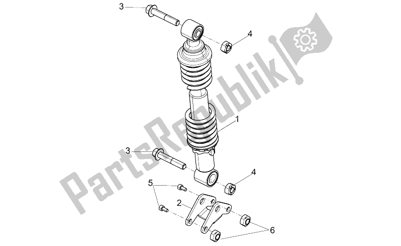 All parts for the Rear Shock Absorber of the Aprilia Sport City ONE 125 4T E3 2008