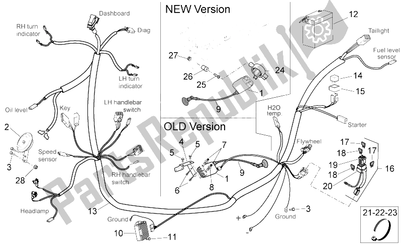 Toutes les pièces pour le Système électrique Ii du Aprilia SR 50 H2O NEW IE Carb 2004