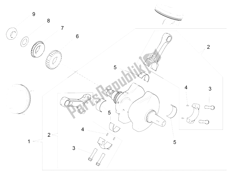 All parts for the Drive Shaft of the Aprilia Caponord 1200 Carabinieri 2015