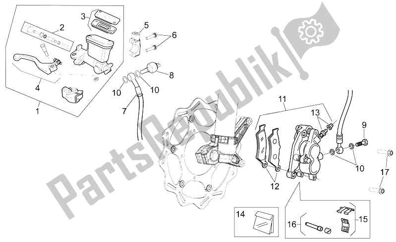 All parts for the Front Brake System I of the Aprilia RXV 450 550 Street Legal 2009