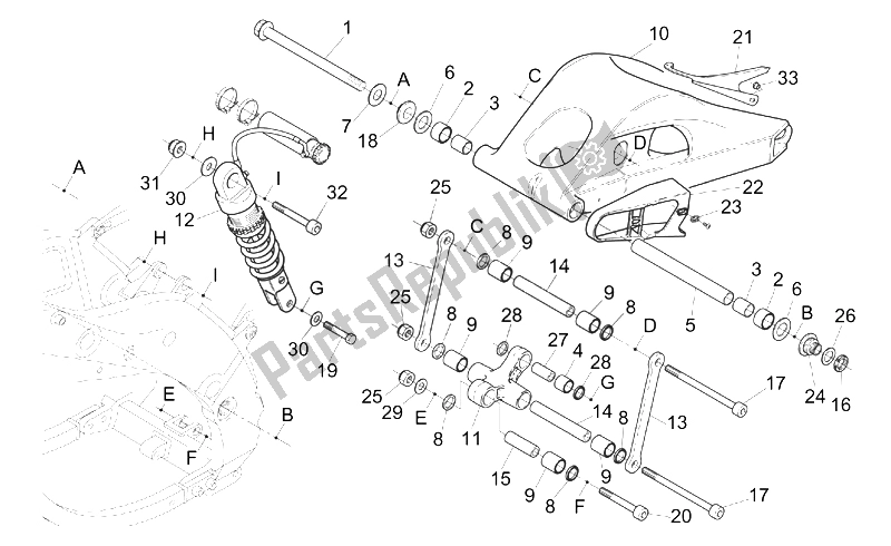 Tutte le parti per il Ammortizzatore Posteriore del Aprilia RS 250 1995