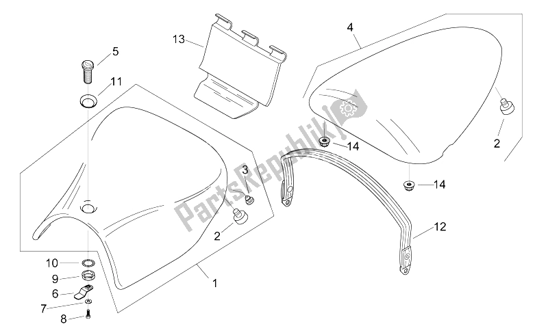 All parts for the Saddle Unit of the Aprilia RS 50 1999