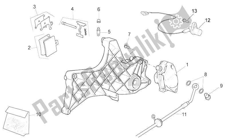 All parts for the Rear Caliper of the Aprilia Sport City 125 200 250 E3 2006