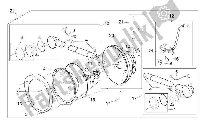 Todas as partes de Farol do Aprilia Scarabeo 125 200 E2 ENG Piaggio 2003