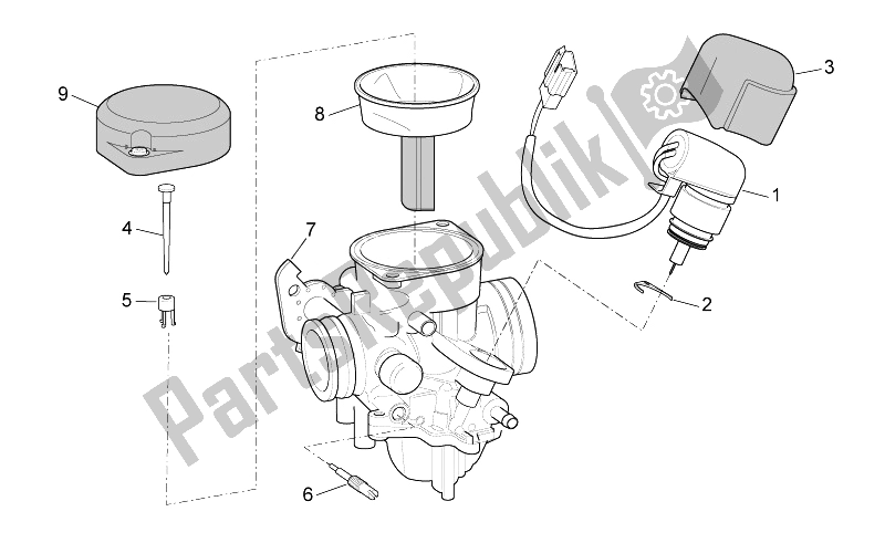 All parts for the Carburettor Ii of the Aprilia Scarabeo 100 4T E3 2014