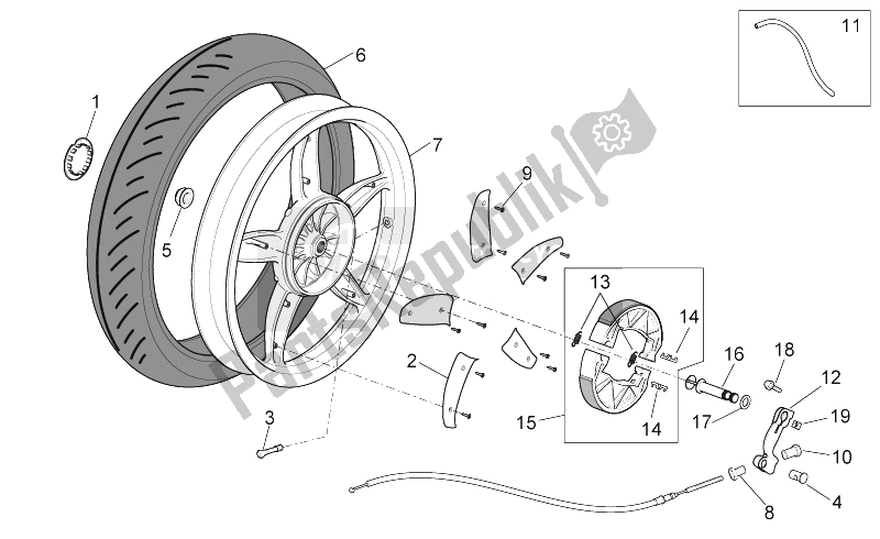 Toutes les pièces pour le Roue Arrière - Frein à Tambour du Aprilia Scarabeo 50 4T 4V E2 2009