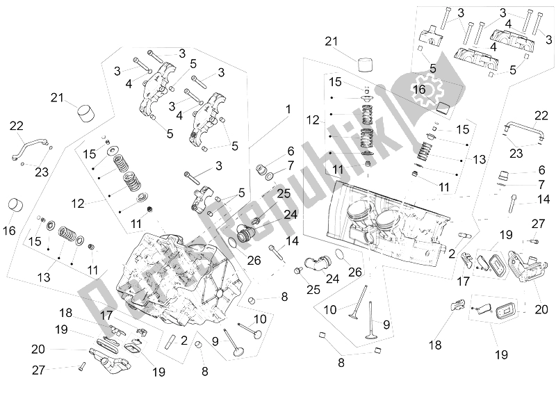 Alle Teile für das Zylinderkopfventile des Aprilia RSV4 Racing Factory L E Europe 1000 2016