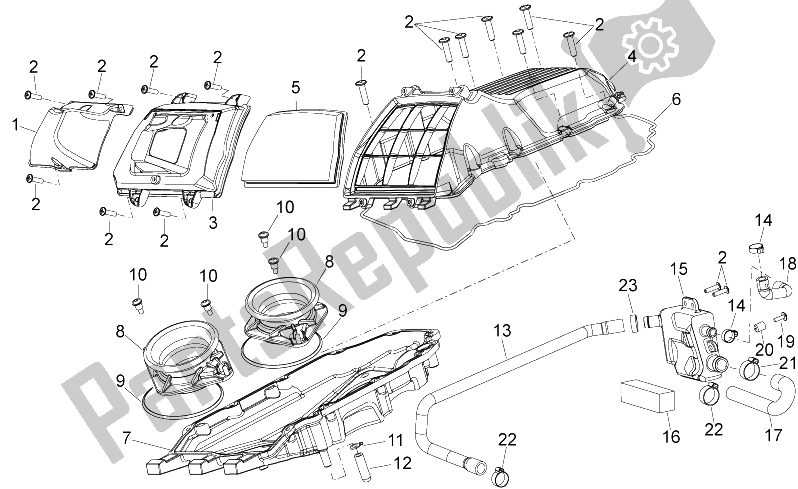 Alle Teile für das Luft Box des Aprilia Dorsoduro 1200 2010