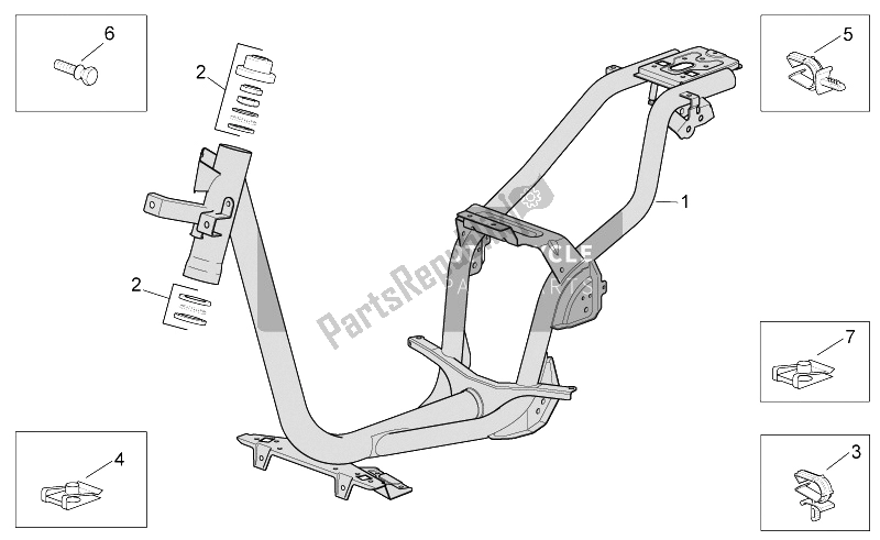 All parts for the Frame of the Aprilia Scarabeo 100 4T E3 NET 2009