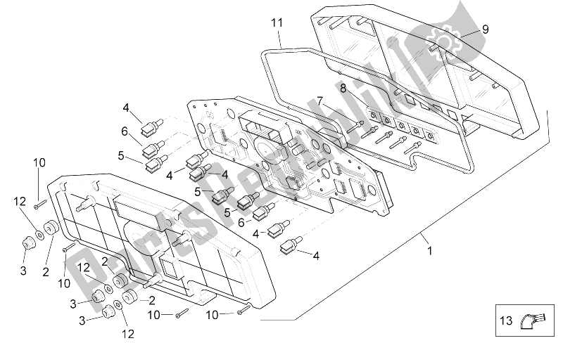 Todas as partes de Painel De Controle do Aprilia RSV Tuono 1000 2002