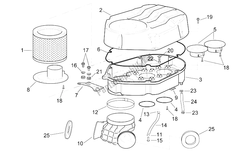 All parts for the Air Box of the Aprilia RSV Mille SP 1000 1999
