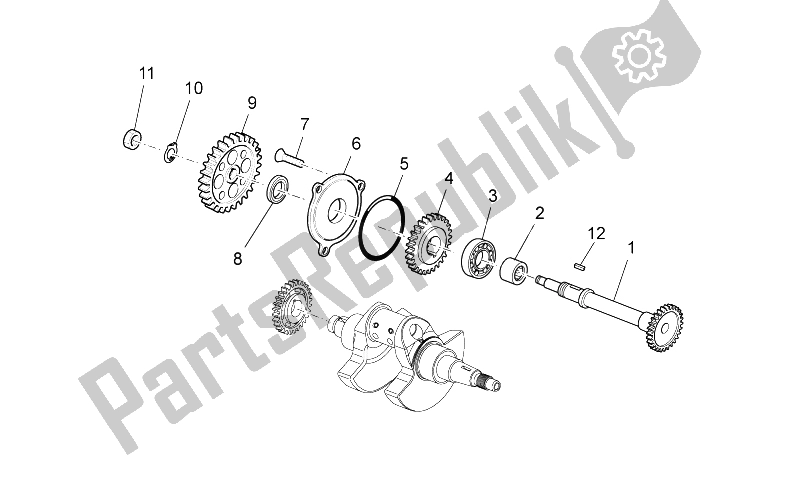 All parts for the Transmission Shaft of the Aprilia RXV 450 550 2009