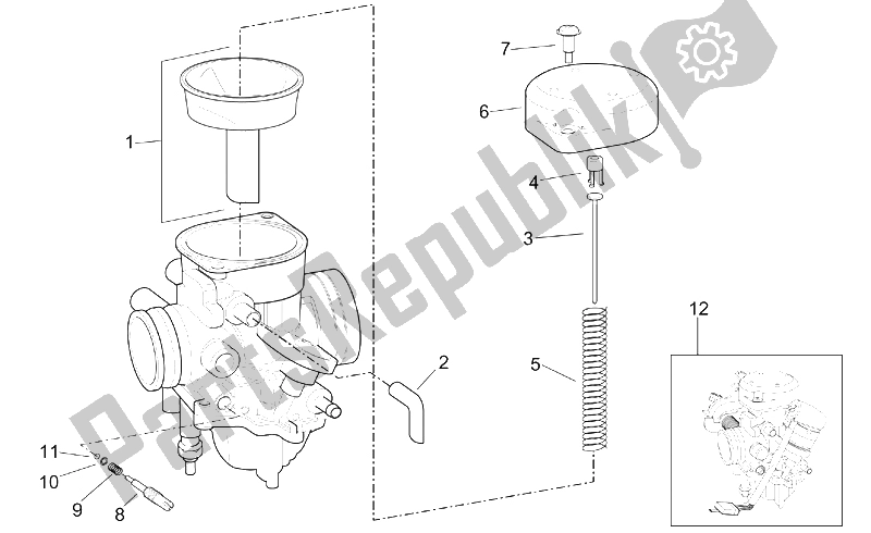 Tutte le parti per il Carburatore Ii del Aprilia Scarabeo 125 150 200 ENG Rotax 1999