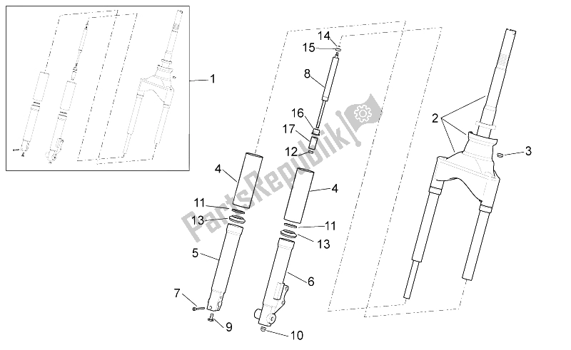 Toutes les pièces pour le Fourche Avant du Aprilia Scarabeo 100 4T E3 NET 2010