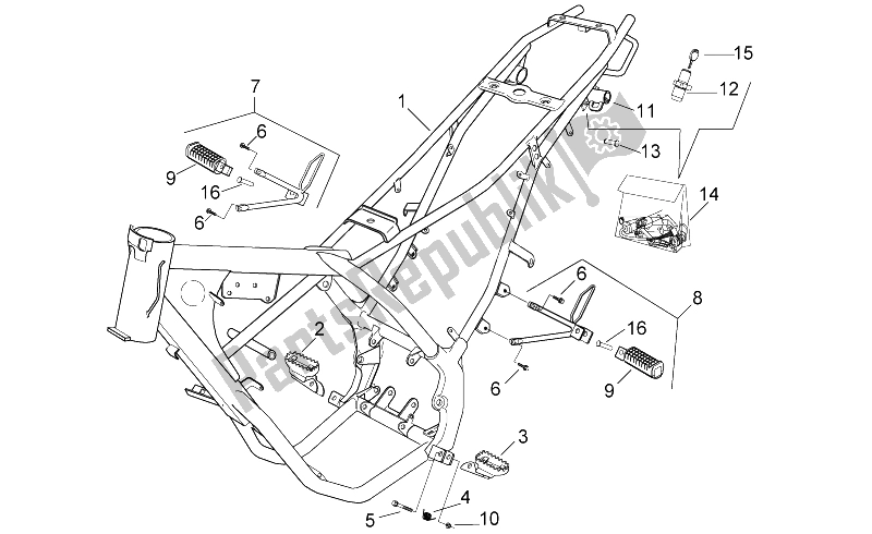 Tutte le parti per il Telaio del Aprilia RX 50 2003