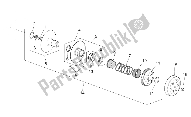 Toutes les pièces pour le Embrayage du Aprilia Scarabeo 50 4T 4V E2 2009