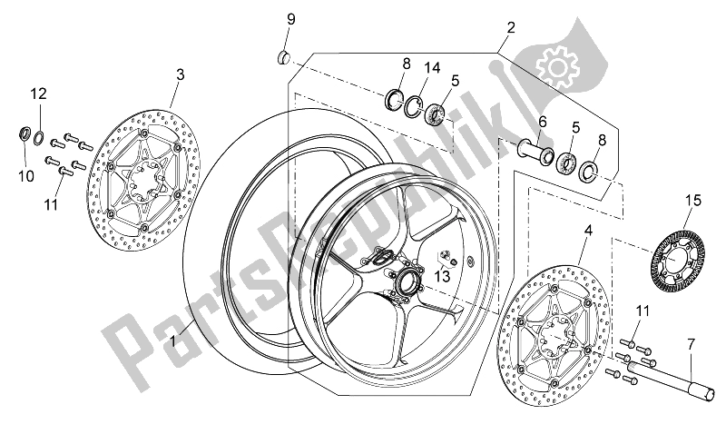 Todas las partes para Rueda Delantera de Aprilia Tuono 1000 V4 R STD Aprc 2011