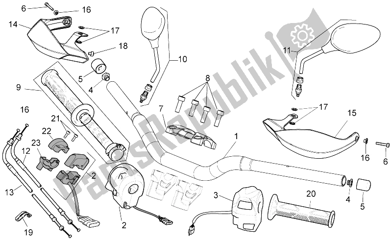 Todas as partes de Guiador - Controles do Aprilia Dorsoduro 750 ABS USA 2015