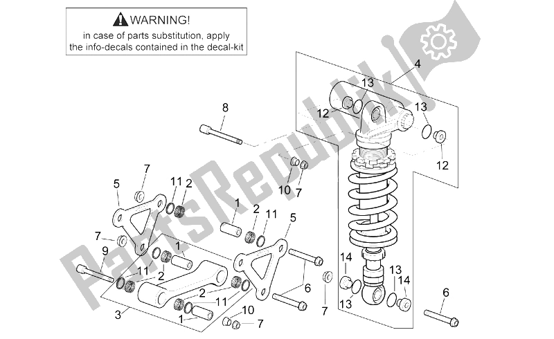 All parts for the Connecting Rod - Rear Shock Abs. Of the Aprilia RSV Mille 1000 2003