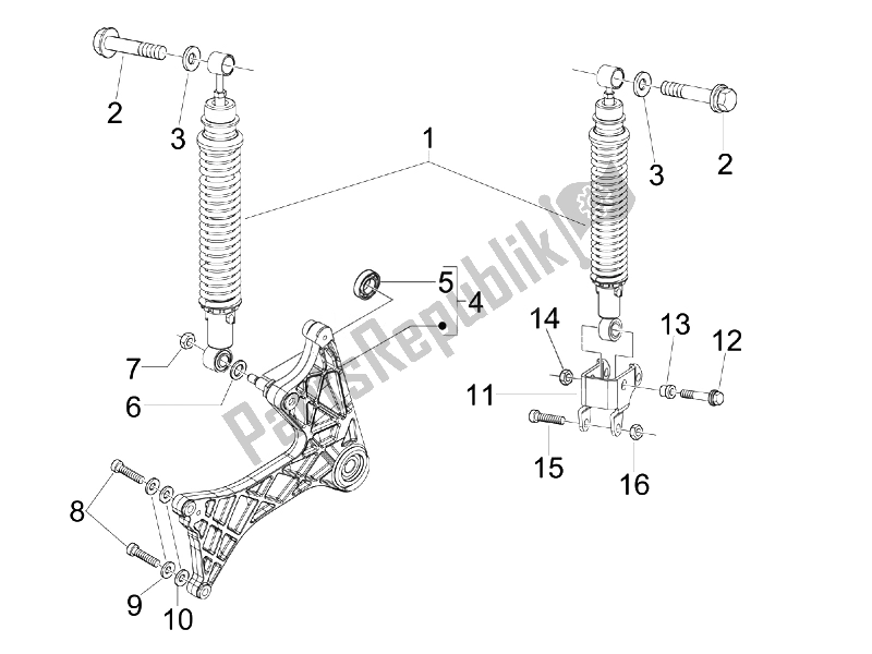 All parts for the Rear Suspension - Shock Absorber/s of the Aprilia SR 300 MAX 2011