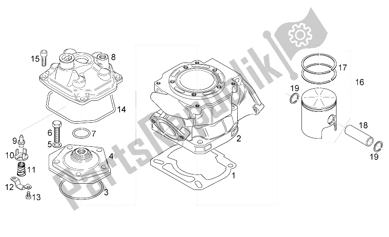 All parts for the Cylinder - Head - Piston of the Aprilia RS 125 2006