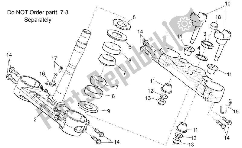 All parts for the Steering I of the Aprilia RXV SXV 450 550 2008