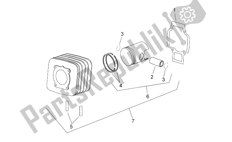 All parts for the Cylinder With Piston of the Aprilia Scarabeo 50 2T E2 NET 2010