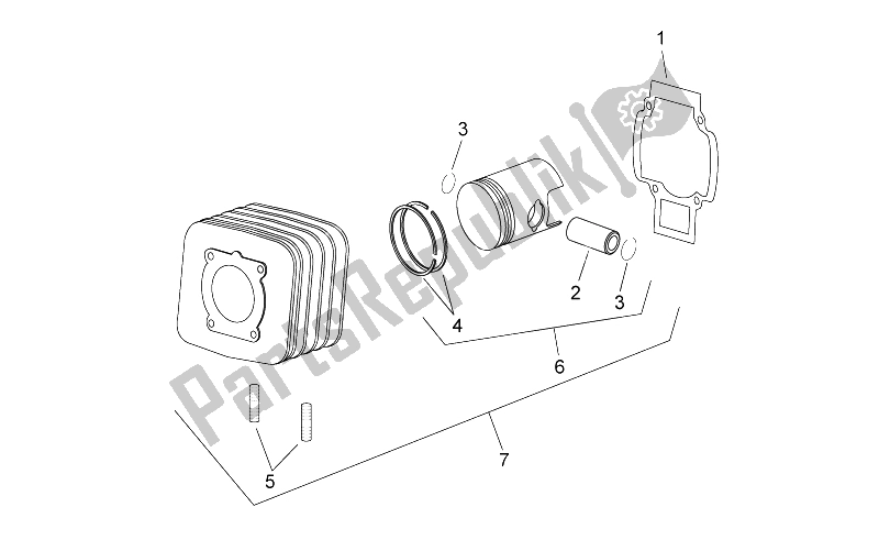 All parts for the Cylinder With Piston of the Aprilia Scarabeo 50 2T E2 NET 2010