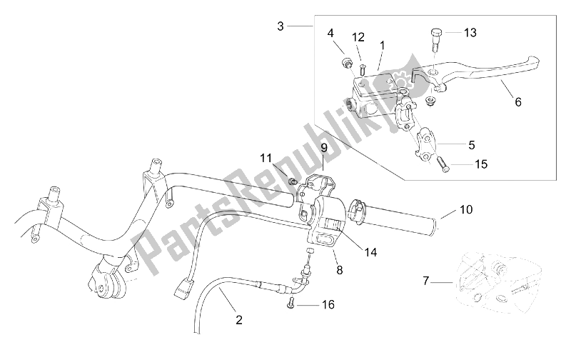 Alle Teile für das Rh Steuert des Aprilia Scarabeo 50 2T ENG Minarelli 1999