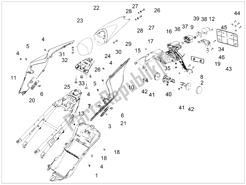 Todas as partes de Corpo Traseiro do Aprilia RSV4 Racing Factory L E USA 1000 2016