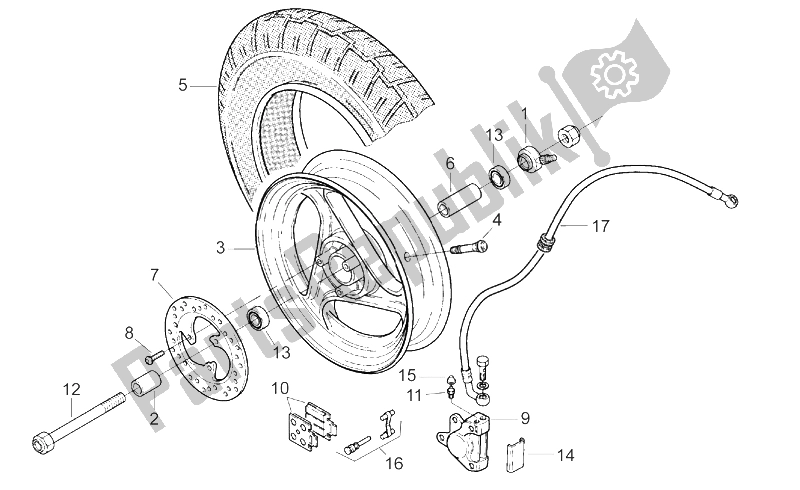 Todas las partes para Rueda Delantera de Aprilia SR Viper 50 AIR Horizontal Cylinder 1994