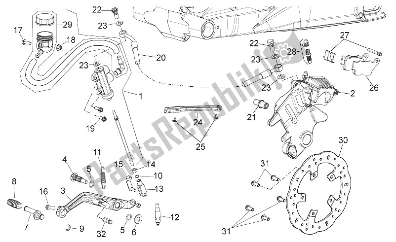 Wszystkie części do Tylny Uk? Ad Hamulcowy Aprilia Shiver 750 EU 2010