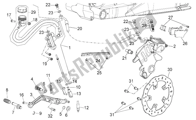 Wszystkie części do Tylny Uk? Ad Hamulcowy Aprilia Shiver 750 USA 2015