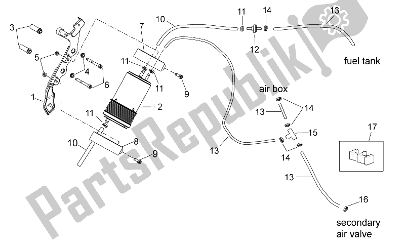 All parts for the Fuel Vapour Recover System of the Aprilia RXV 450 550 Street Legal 2009