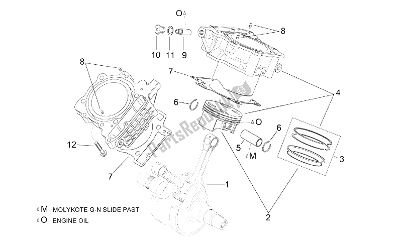 Alle onderdelen voor de Cilinder - Zuiger van de Aprilia RST 1000 Futura 2001