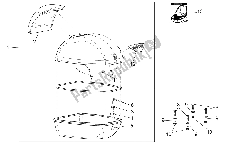 Tutte le parti per il Scatola Superiore del Aprilia Scarabeo 50 4T 4V NET 2009