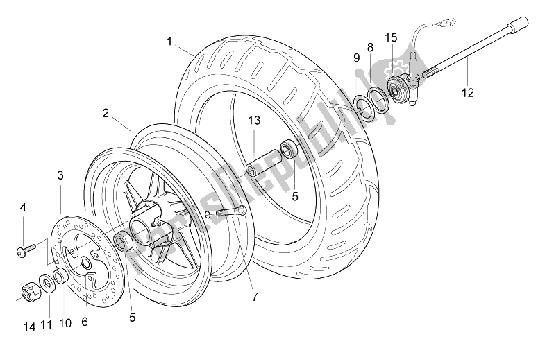 Wszystkie części do Przednie Ko? O Aprilia SR 50 IE Carb MY 2010