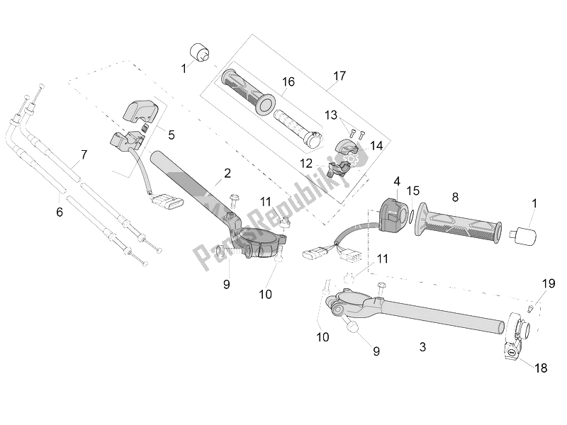 All parts for the Handlebar - Controls of the Aprilia RSV4 Racing Factory L E USA 1000 2016