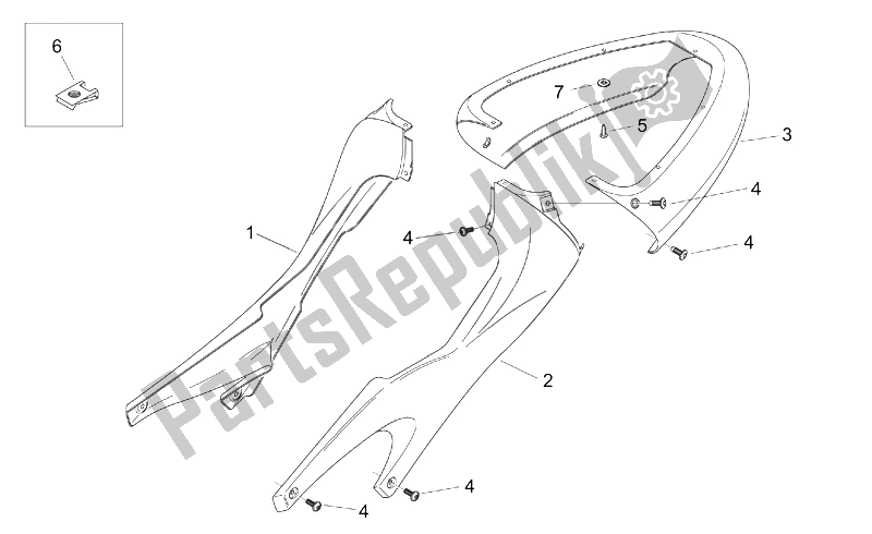 Toutes les pièces pour le Corps Arrière I du Aprilia RS 125 Tuono 2003