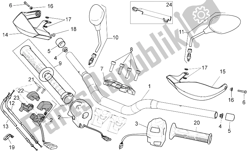 All parts for the Handlebar - Controls of the Aprilia Dorsoduro 750 Factory ABS 2010