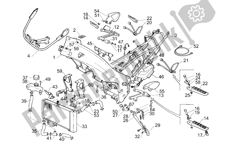 All parts for the Frame of the Aprilia RS 125 1995