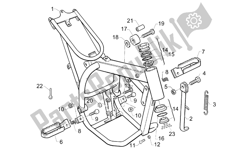 All parts for the Frame of the Aprilia Mini RX Challenge 50 2003