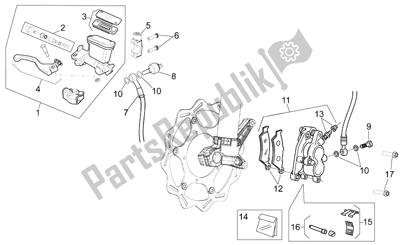 Todas las partes para Sistema De Freno Delantero I de Aprilia RXV SXV 450 550 VDB Merriman 2008