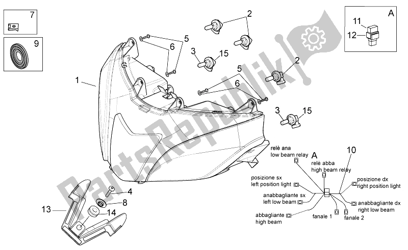 Alle onderdelen voor de Koplamp van de Aprilia RSV4 Aprc Factory STD SE 1000 2011