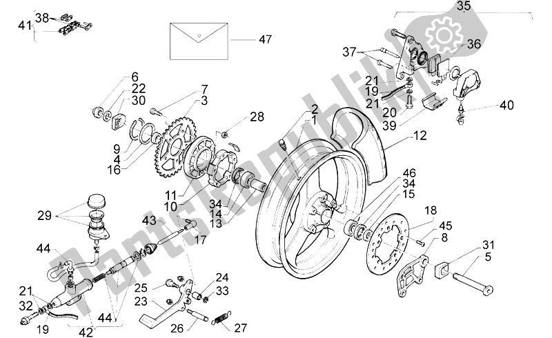 Tutte le parti per il Ruota Posteriore del Aprilia RS 125 ENG 123 CC 1996