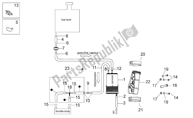 Alle Teile für das Kraftstoffdampfrückgewinnungssystem des Aprilia RSV4 Racing Factory L E 1000 2015