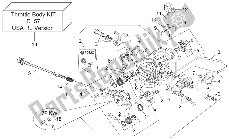 Wszystkie części do Korpus Przepustnicy Aprilia RSV Mille 1000 2003