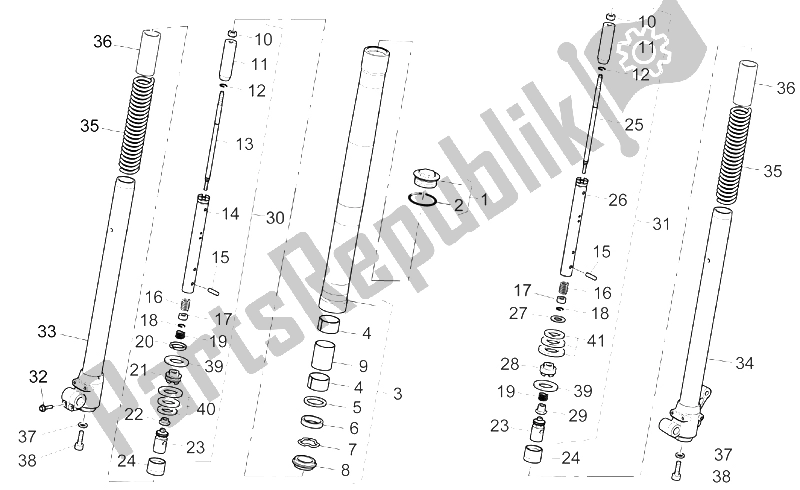 Alle Teile für das Vordergabel Ii des Aprilia MX 125 Supermotard 2004