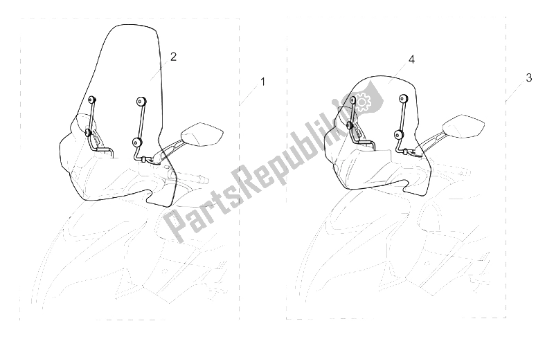 All parts for the Acc. - Windshields of the Aprilia SR 50 H2O NEW DI Tech 2004