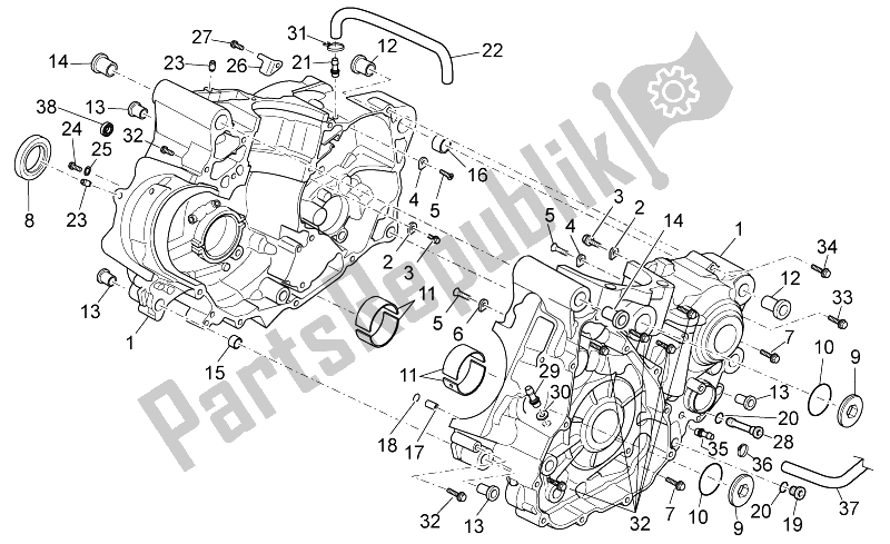 All parts for the Crankcase I of the Aprilia RXV SXV 450 550 2008